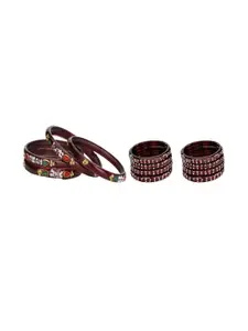 Somil set of 2 maroon Combo Glass Bangles