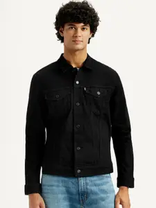 Levis Spread Collar Open Front Cotton Denim Jacket
