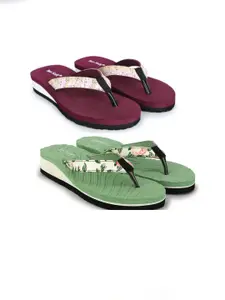 TWO SOFT Women Set Of 2 Thong Flip-Flops
