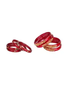Somil Set Of 8 Alloy Artificial Stones and Beads Glass Bangles