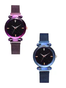 THE SHOPOHOLIC Women Set of 2 Dial & Stainless Steel Straps Analogue Watch S-451-452