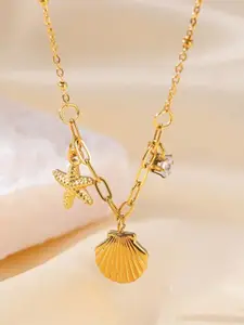 Estailo fashion Gold-Plated Artificial Stone Studded Necklace