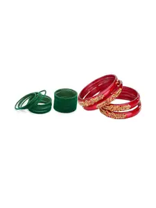 Somil Set of 28 Artificial stones & Beads Glass Bangles