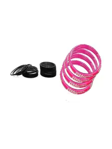 SOMIL Set of 28 Artificial Stones Studded Glass Bangles