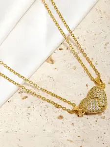 Estailo fashion Gold-Plated Artificial Stones Studded Minimal Necklace