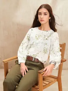 U.S. Polo Assn. Women Floral Print Puff Sleeve Top