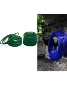 Somil Classic Combo Glass Bangles | Simple Chudi Set For Women & Girls | Daily Use & Special Occasions, Combo Of 2 Set, Green, Blue