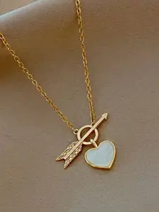 Estailo fashion Gold-Plated Artificial Stones Studded Minimal Necklace