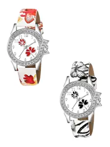 THE SHOPOHOLIC Women Pack Of 2 Dial & Leather Straps Analogue Watch Mat-330-331