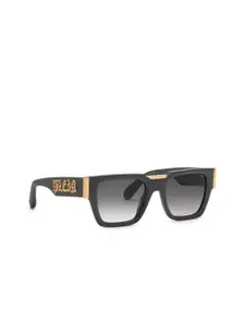 PHILIPP PLEIN Men Grey Lens & Gunmetal-Toned Square Sunglasses with