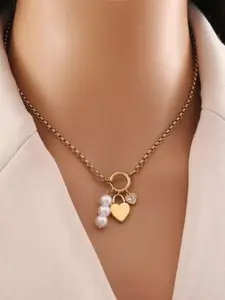 Estailo fashion Gold-Plated Artificial Stone Studded Necklace