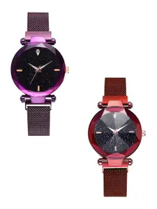THE SHOPOHOLIC Women Pack of 2 Dial & Bracelet Style Straps Analogue Watch S-451-455