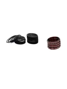 Somil Classic Combo Glass Bangles | Simple Chudi Set For Women & Girls | Daily Use & Special Occasions, Combo Of 2 Set, Black, Maroon
