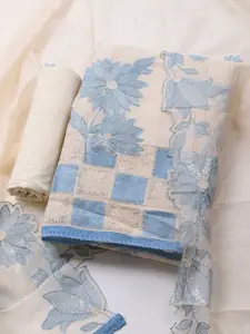 Meena Bazaar Floral Embroidered Sequinned Unstitched Dress Material