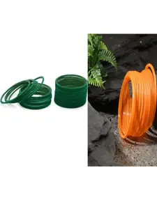 SOMIL Set of 36 Women Green & Orange Artificial Stones and Beads Bangles