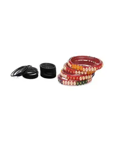 Somil Classic Combo Glass Bangles | Simple Chudi Set For Women & Girls | Daily Use & Special Occasions, Combo Of 2 Set, Black, Multicolor