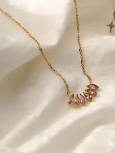 Estailo fashion Gold-Plated Artificial Stone Studded Necklace