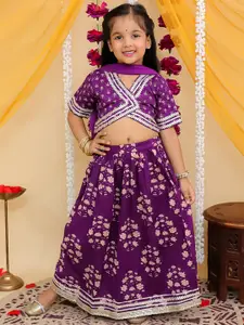 Aj DEZInES Girls Floral Printed Ready to Wear Lehenga & Blouse With Dupatta