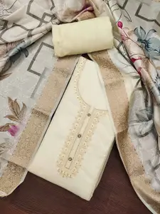 KIMISHA Women Floral Embroidered Organza Unstitched Dress Material