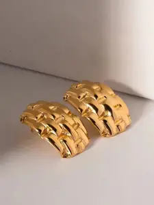 KRENOZ Gold Plated Texture Geometric Shaped Studs