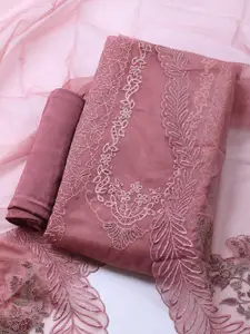 Meena Bazaar Embroidered Beads and Stones Organza Unstitched Dress Material