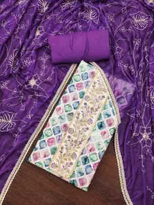 KIMISHA Women Geometric Printed Beads and Stones Unstitched Dress Material