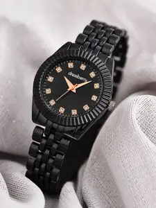 DressBerry Women Embellished Dial & Bracelet Style Straps Analogue Watch HOBDB-326-BK