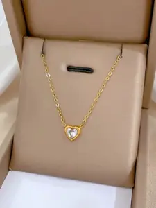 Estailo fashion Gold-Plated Cubic Zirconia Studded Necklace