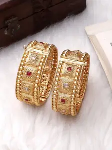 leshya Set Of 2 Stone-Studded & Beaded Bangles
