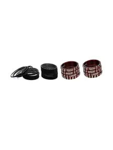 Somil Classic Combo Glass Bangles | Simple Chudi Set For Women & Girls | Daily Use & Special Occasions, Combo Of 2 Set, Black, Maroon