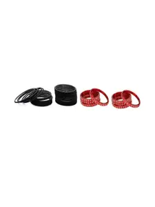 Somil Classic Combo Glass Bangles | Simple Chudi Set For Women & Girls | Daily Use & Special Occasions, Combo Of 2 Set, Black, Red