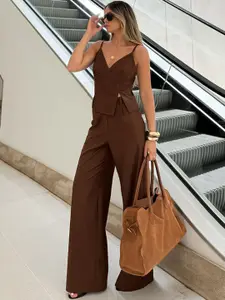 all about you V Neck Crop Top With Trousers Co-Ords