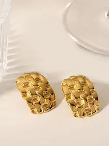 KRENOZ Gold Plated Texture Geometric Shaped Studs