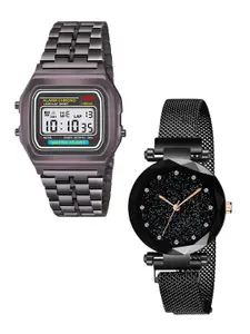 THE SHOPOHOLIC Women Set of 2 Dial & Stainless Steel Analogue Watch CSO-Magnet