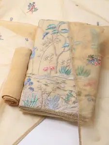 Meena Bazaar Organza Unstitched Dress Material