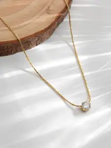 Estailo fashion Gold-Plated Rhinestone Studded Minimal Necklace