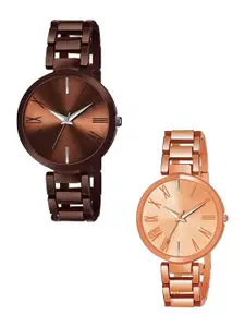 THE SHOPOHOLIC Women Pack 0f 2 Dial & Bracelet Style Straps Analogue Watch TNR-BR-G