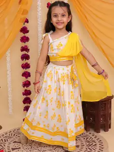 Aj DEZInES Girls Printed One Shoulder Gotta Patti Cotton Ready to Wear Lehenga Choli