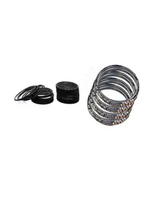 Somil Combo Of 2 Set black and grey glass bangles