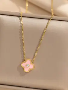 Estailo fashion Gold-Plated Artificial Stone Studded Necklace