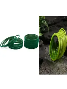 Somil Classic Combo Glass Bangles | Simple Chudi Set For Women & Girls | Daily Use & Special Occasions, Combo Of 2 Set, Green, Dhani