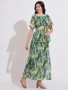 all about you Printed Square Neck Top With Palazzos Co-Ords