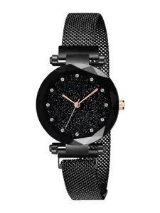 THE SHOPOHOLIC Women Embellished Bracelet Style Straps Analogue Watch 12-Black