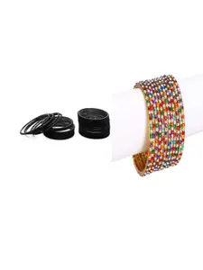 Somil Classic Combo Glass Bangles | Simple Chudi Set For Women & Girls | Daily Use & Special Occasions, Combo Of 2 Set, Black, Multicolor