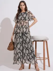 all about you Printed Square Neck Top With Palazzos Co-Ords