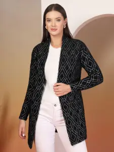 Juelle Women V-Neck Self Design Longline Shrug