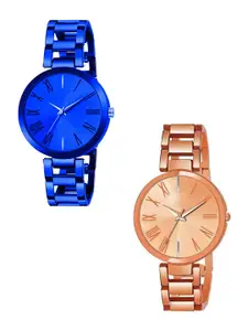 THE SHOPOHOLIC Women Pack of 2 Bracelet Style Straps Analogue Watch TNR-BL-G