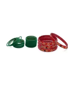 SOMIL Set of 28 Artificial Stones Studded Glass Bangles