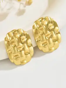 KRENOZ Gold Plated Texture Geometric Shaped Studs