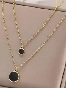 OPUS GEMS Women Pack Of 2 Gold-Plated Chain Pendant